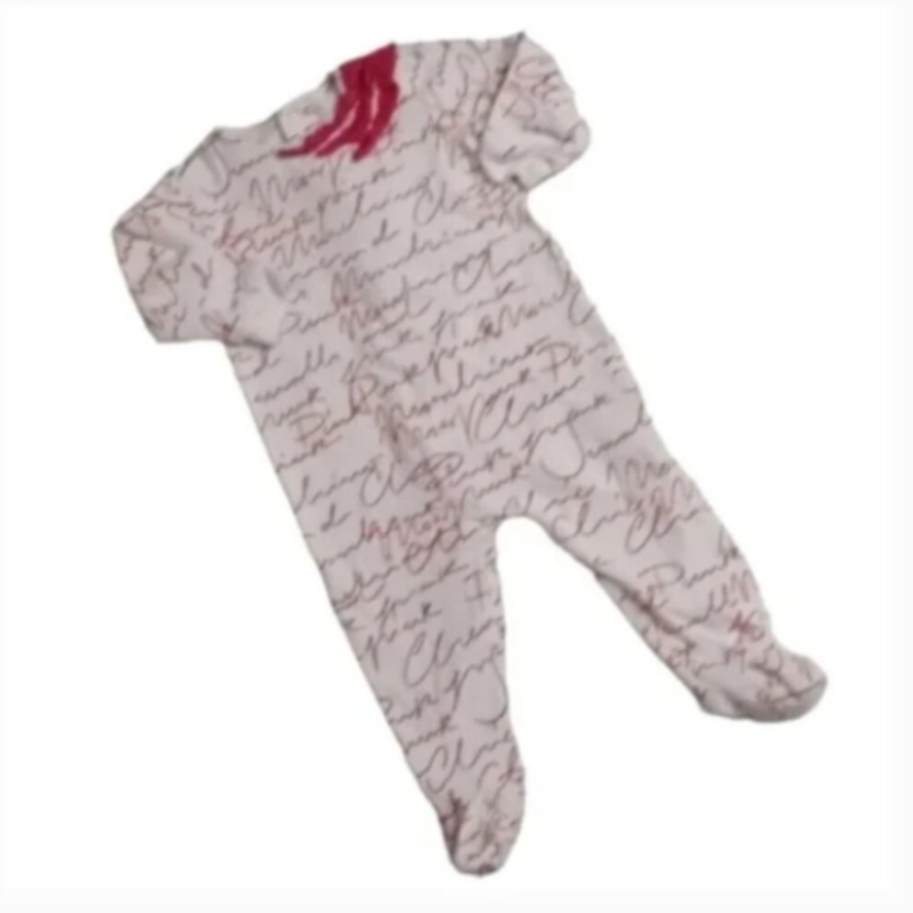 Moschino Pink Script Print Kids Footie 6 Months